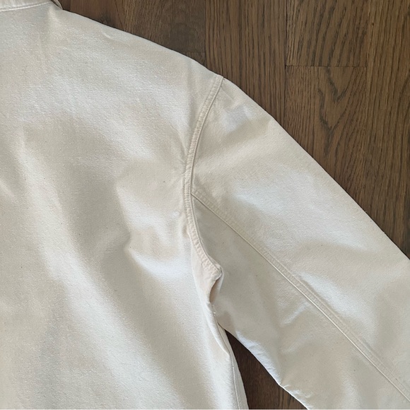 Caron Callahan Canvas Cotton Long Sleeve Chore Jacket Natural Cream Size Small - Picture 7 of 8